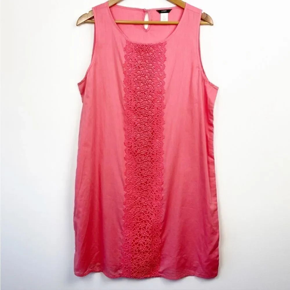 J. Crew Pink Coral Garden Lace Sleeveless
Shift Dress